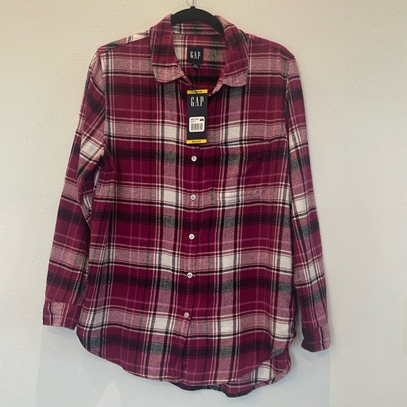 NWT Gap Women's Boyfriend Flannel Top Size M Candice - Picture 1 of 7